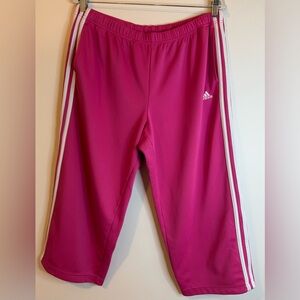 Adidas Vintage Pink Cropped White Striped Track Jogging Pants Size XL